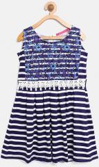 Monte Carlo Navy Blue Striped Casual Dress girls