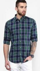 Monteil & Munero Checks Green Casual Shirt men