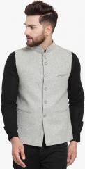 Monteil & Munero Grey Solid Nehru Jacket men