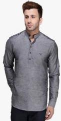 Monteil & Munero Grey Solid Slim Fit Kurta men