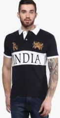 Monteil & Munero Navy Blue Printed Polo T Shirts men