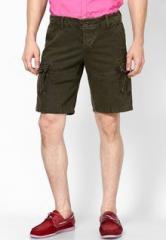 Monteil & Munero Olive Solid Shorts men