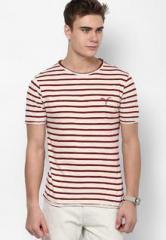 Monteil & Munero Striped Red Round Neck T Shirt men