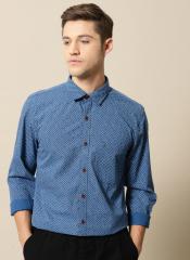 Mr Bowerbird Blue Tailored Fit Printed Casual Shirt men