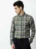 Mr Bowerbird Grey Regular Fit Checked Linen Casual Shirt Men