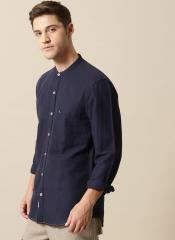 Mr Bowerbird Navy Blue Tailored Fit Solid Casual Shirt men