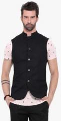 Mr Button Black Solid Nehru Jacket men