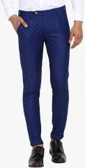 Mr Button Blue Solid Slim Fit Chinos men