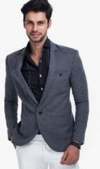 Mr Button Grey Wool Tweed Blazer men