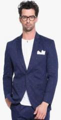 Mr Button Navy Blue Printed Blazer men