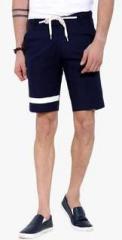 Mr Button Navy Blue Solid Shorts men