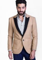 Mr Button Solid Beige Blazer men