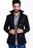 Mr Button Solid Black Blazer Men