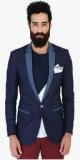 Mr Button Solid Blue Blazers men