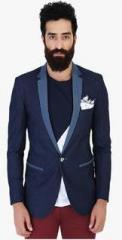 Mr Button Solid Blue Blazers men