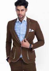 Mr Button Solid Brown Blazer men