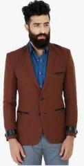 Mr Button Solid Brown Blazers men