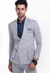 Mr Button Solid Grey Blazer men