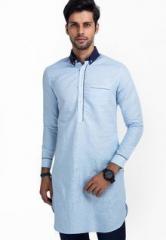 Mr Button Solid Ice Blue Kurta men