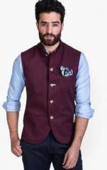 Mr Button Solid Maroon Waistcoat men