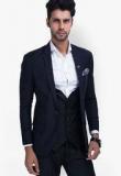 Mr Button Solid Navy Blue Blazer men