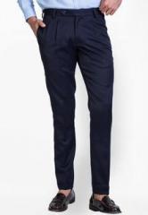 Mr Button Solid Navy Blue Formal Trouser men