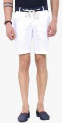 Mr Button White Solid Shorts men