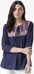 Msfq Navy Blue Printed Top women