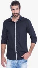 Mufti Black Solid Regular Fit Casual Shirt men