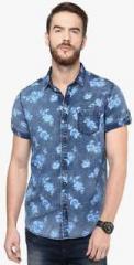 Mufti Blue Printed Casual Shirt men