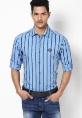 Mufti Striped Blue Casual Shirt men