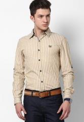 Mufti Striped Khaki Casual Shirt men