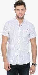 Mufti White Printed Slim Fit Casual Shirt men