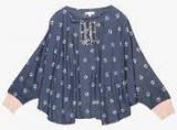 My Lil Berry Printed Poncho Top With Ribbed Cuffs Girls