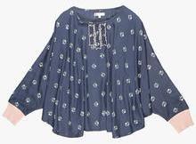 My Lil Berry Printed poncho Top with ribbed cuffs girls