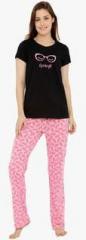 Mystere Paris Black Printed Pyjama Set women