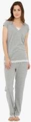 Mystere Paris Grey Solid Pyjama Set women