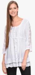 Mystree White Embroidered Tunic women