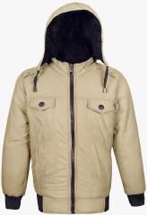 Naughty Ninos Beige Solid Winter Jacket girls