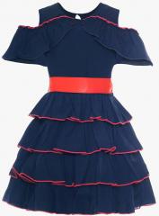 Naughty Ninos Navy Blue Solid Party Dress girls