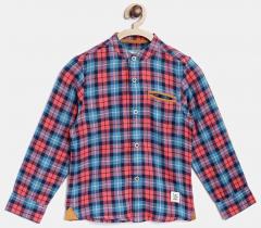 Nauti Nati Blue & Pink Regular Fit Checked Casual Shirt boys