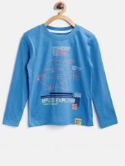 Nauti Nati Blue Printed Round Neck T Shirt boys