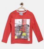 Nauti Nati Red Printed Round Neck T Shirt boys