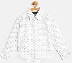 Nauti Nati White & Black Regular Fit Printed Casual Shirt boys