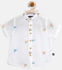 Nauti Nati White Printed Casual Shirt boys