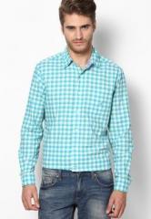 Nautica Aqua Blue Checks Casual Shirt men