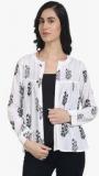 Nayo White Printed Shrug Women