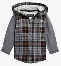 Next Grey Check Hooded Shacket boys