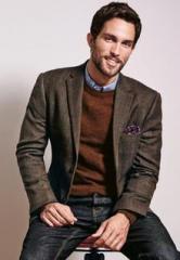 Next Khaki Herringbone Check Suit: Jacket men