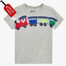 Next Multicoloured Short Sleeve Train T Shirts Three Pack boys